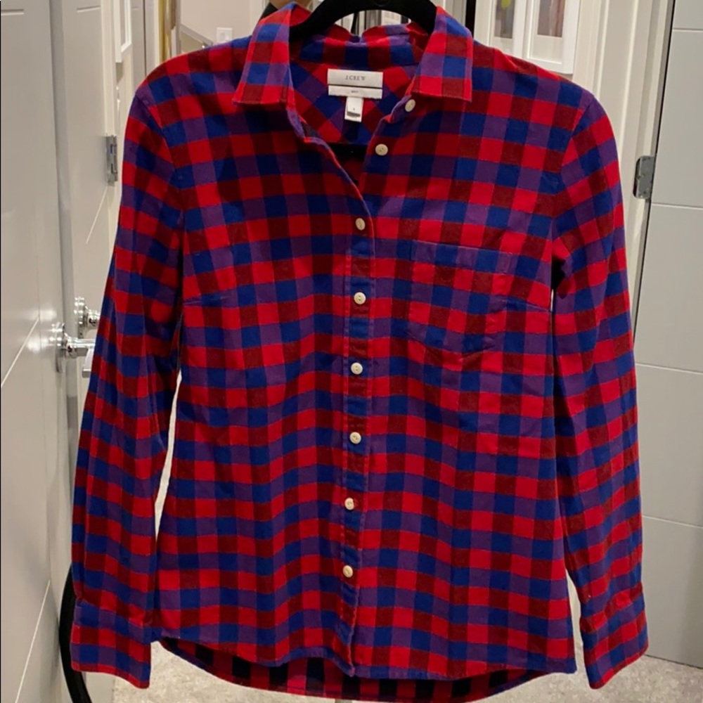 J. Crew button down red and blue